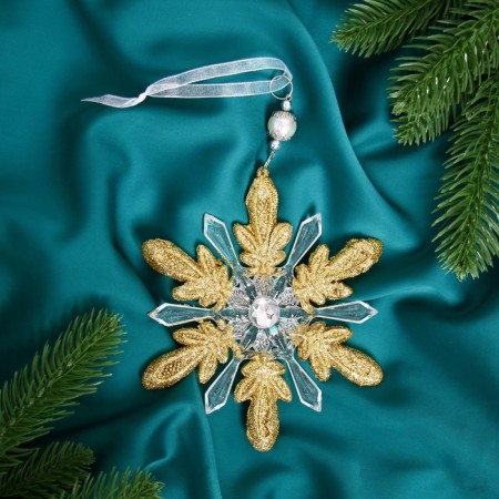 Christmas tree decoration "Snowflakes Righty shine" 14x14 cm, mix, transparent-gold-3