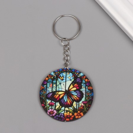 Tail tree "Flower butterfly. Stained glass" 4.6x4.6x0.3 cm