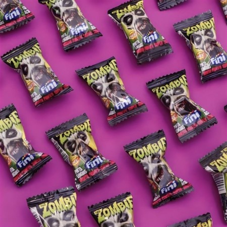 Caramel Lollice with a chewing gum zombie, sour filling paint tongue, 5 g-1