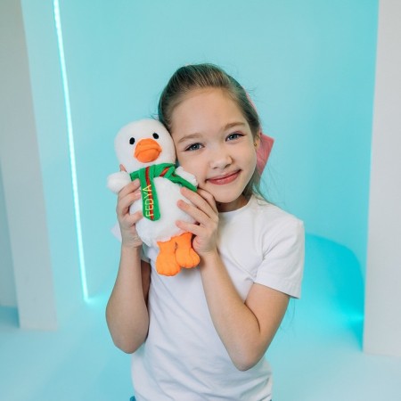 Soft toy "Goose Fedya with a scarf"-6