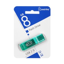 Флешка SmartBuy 008GB Glossy, 8 Гб, USB2.0, чт до 25 Мб/с, зап до 15 Мб/с, зеленая