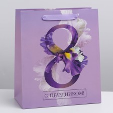 Package Gift Laminated Vertical, packaging, “Happy holiday, March 8!”, Ml 23 x 27 x 11.5 cm