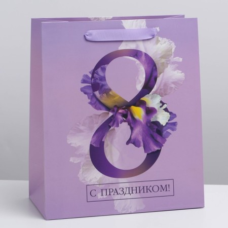 Package Gift Laminated Vertical, packaging, “Happy holiday, March 8!”, Ml 23 x 27 x 11.5 cm