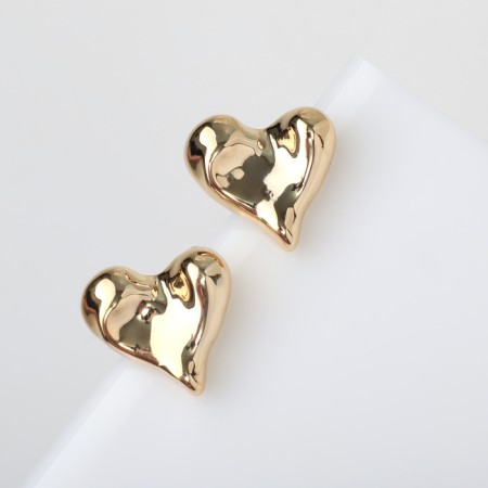 Earrings Plastic "Heart" Current, Color Gold-1
