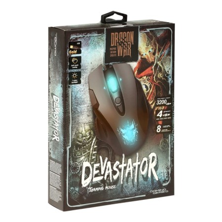 The mouse Qumo devastator m12, game, wired, 8 buttons, backlight, 3200 dpi, USB, black-8