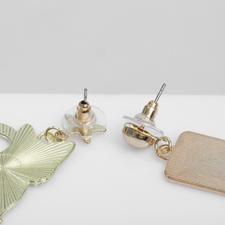 Emall earrings "Moon Prism" Cat, colored in gold-2