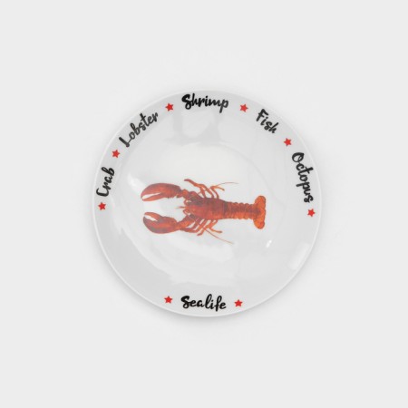 Set of porcelain plates for Sealife pizza, 7 objects, Mix drawing-5