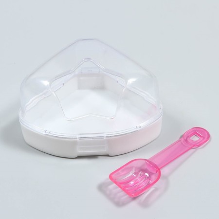 Bath for rodents angular with a spatula, 14 x 10.4 cm, white-1