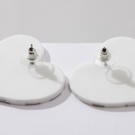 Acryl Earrings "Heart" Bars, Black and White Color-2