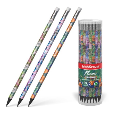 Chernographic pencil with Erichkrause "Flower", HB, Grifel D = 2.2 mm, plastic, three -sided in a tube, mix