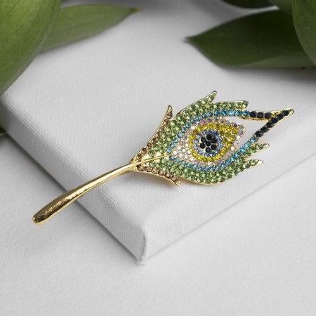 Brooch "Pen" Firebirds, colored in yellow gold-1