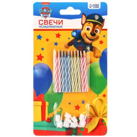 Set of candles untouched for a cake, 10 pcs, puppy patrol-2