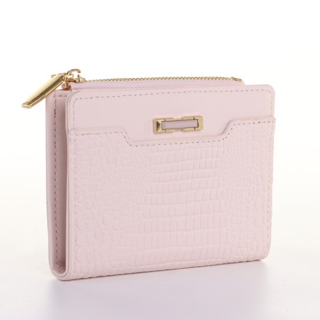 Women's wallet on the button, pink color