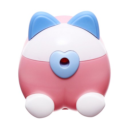 Mechanical sharpener with container, pink/white ears-2
