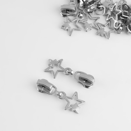 Automatic castle for metal zippers, No. 3, decorative, 10 pcs, Nickel color-3