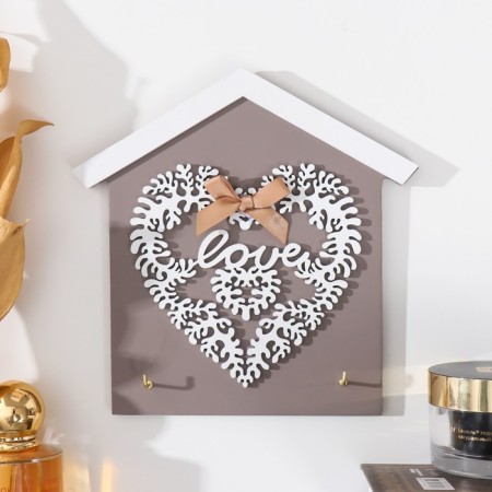 Hooks decorative wood "heart from leaves. House" 16.5x0.8x16.8 cm
