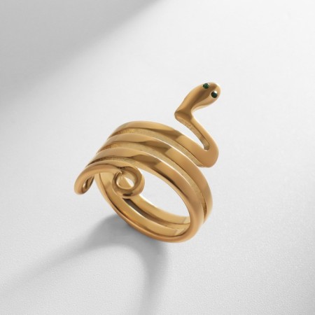 Ring Xuping Snake of Temptation, color green in gold size 17-2