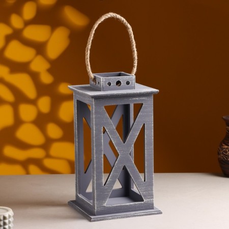 Kashpo wooden "Lantern. Provence" 17x17x31 cm graphite