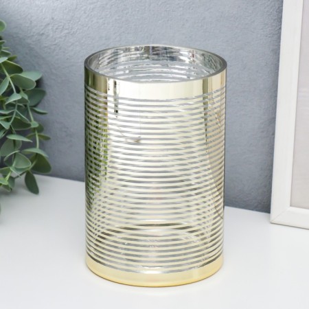 Glass of glass for 1 candle "strips" gold 15x10x10 cm-1