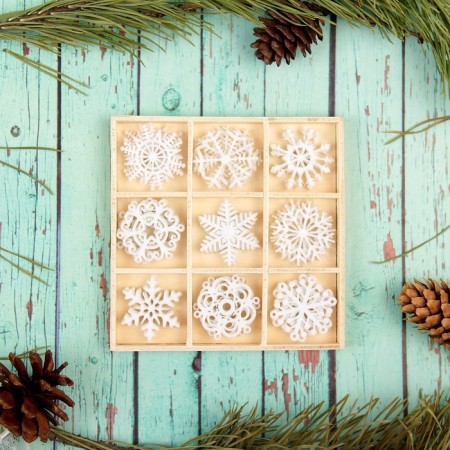 A set for the New Year's decor "Snowflakes", felt, the size of the snowflake - 3.5 cm, 36 pcs.-2