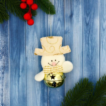 Soft suspension "Snowman in the ball" 4x9 cm, gold