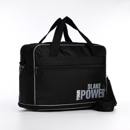 Road bag with lightning, with an increase, external pocket, long belt, black color