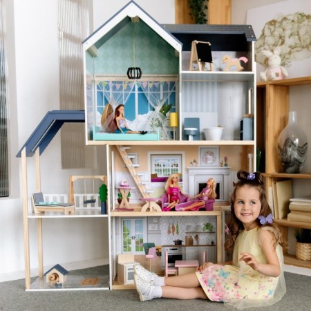 Duke Paramo Doll Wooden "Madelin Avenue", four -story, with furniture-1