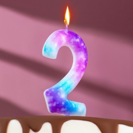 Candle in the cake on the skewer "Galaxy", number 2, 9 cm, giant