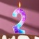 Candle in the cake on the skewer "Galaxy", number 2, 9 cm, giant