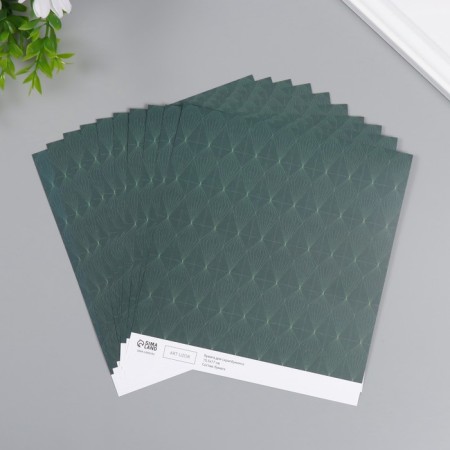 Scrapbooking paper "Crystals on green" density 180 grams set 10 pcs 15.5x17 cm-1