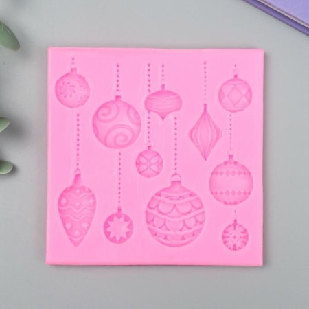 Mold Silicon "New Year's balls on threads" 11 objects 10.2x10.2x0.9 cm