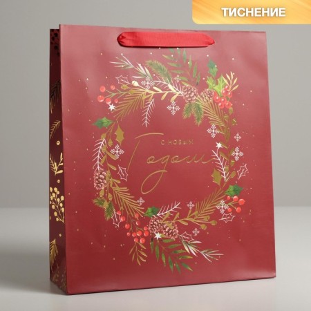 Laminated vertical "New Year's wreath", m 26 x 30 x 9 cm, New Year