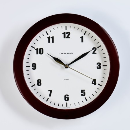 Wall clock, series: classic, d-29 cm, burgundy rim
