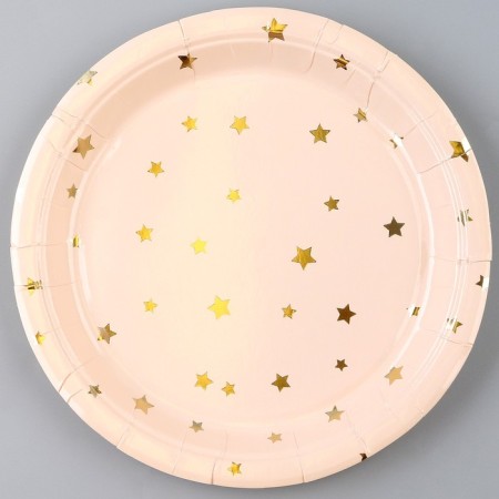 Paper plate "Golden stars", in a set of 6 pcs.