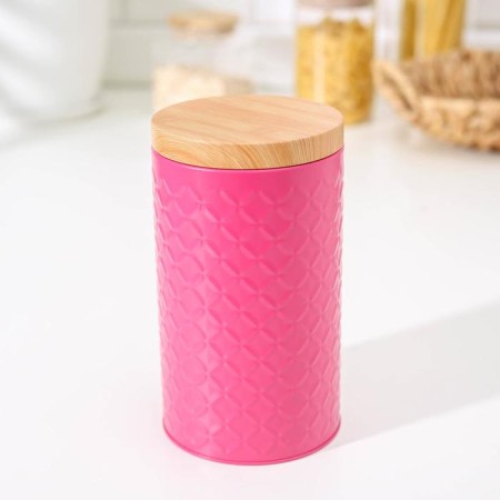 Bank for bulk products "Romb", 19 × 10.5 × 10.5 cm, pink color-1