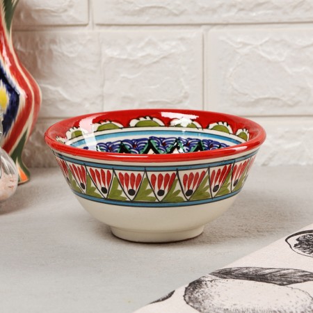 Rishtan ceramics "Patterns" Red, 15.5 cm, average,
