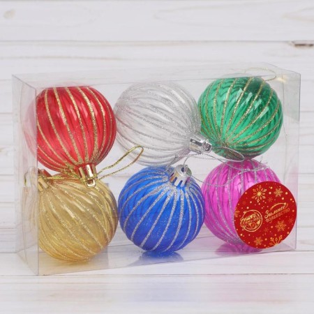 Set of balls plastic D-6 cm, 6 pcs "Party" mix-1