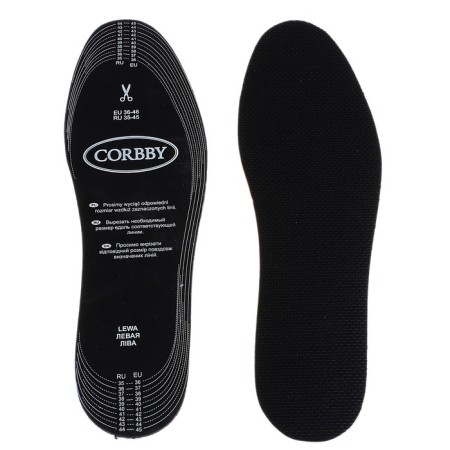 Corbby Odor Stop Black, two-layer, antibacterial, size 35-45