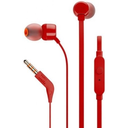 Headphones JBL T110, vacuum, microphone, 100DB, 16 Ohm, 3.5 mm, 1.2 m, red