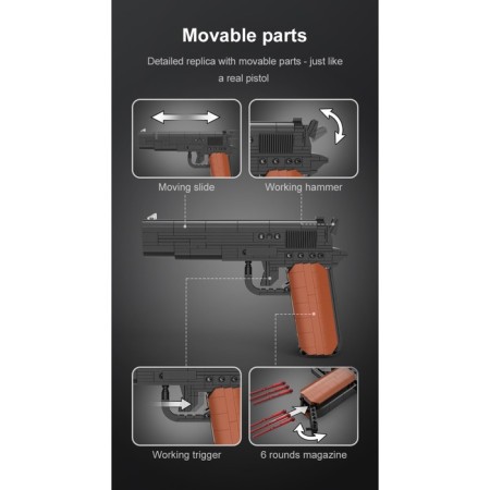 Designer Weapon Techno Pistol, 332 parts, 6 bullets, shoots-8