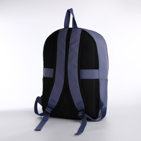 Young backpack from textiles on lightning, external pocket, handbag, blue color-1