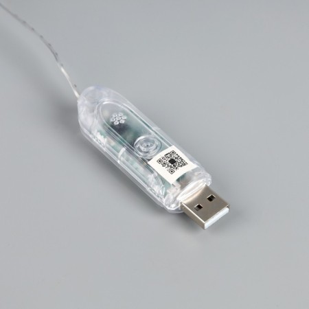 Smart garland "fringe" 2 × 0.4 m dew, IP20, silver thread, 99 LED, remote control, application, glow RGB, USB-7