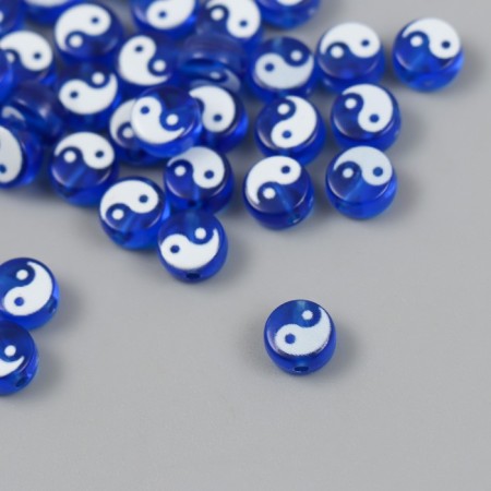 Beads for creativity Plastic "Yin-Yang" white-blue set 50 pcs 0.4x0.7x0.7 cm