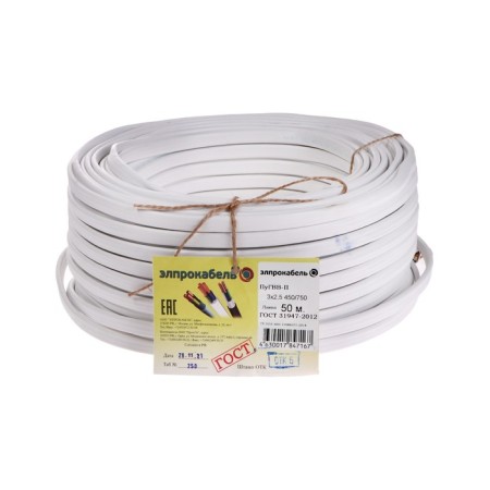 The wire is a flexible flat installation Promel PUGVVP, 3x2.5, 50 m, GOST-1