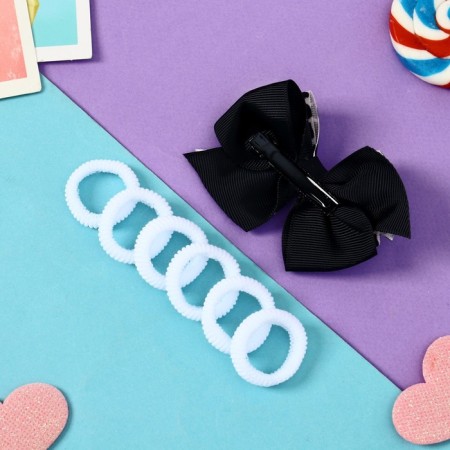 Suzi hair set (clamp 8 cm, 6 elastic bands 2.5 cm) Style stains, black and white-2