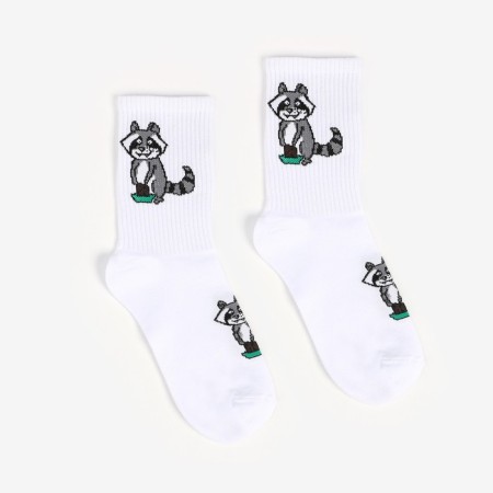 Women's socks, white/raccoon color, size 25-1
