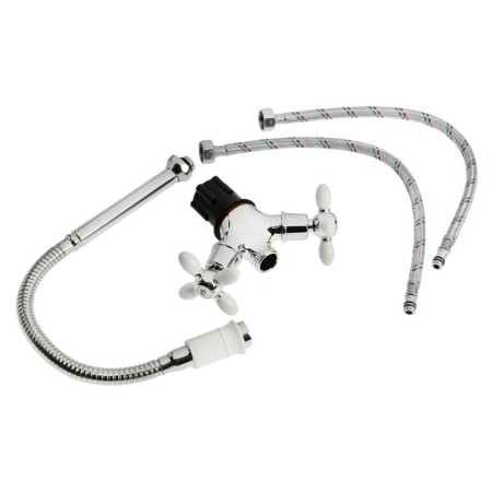 Kitchen mixer Zein ZC2033, flexible surge, crane boux brass 1/2 ", white/chrome-3