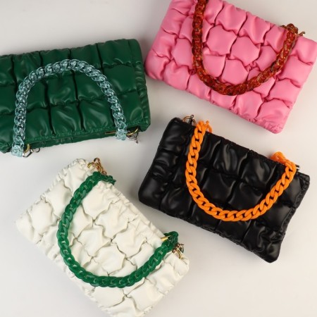 A chain for a bag, plastic, with carbines, 23 × 17 mm, 68 cm, malachite color/gold color-4