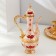Set of wine jug, 6 glasses and tray "Istanbul. Red roses, patterns" White with gold