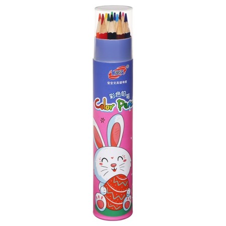 Pencils are colored, in a plastic tube, 12 colors, hexagonal housing, sharpened-2